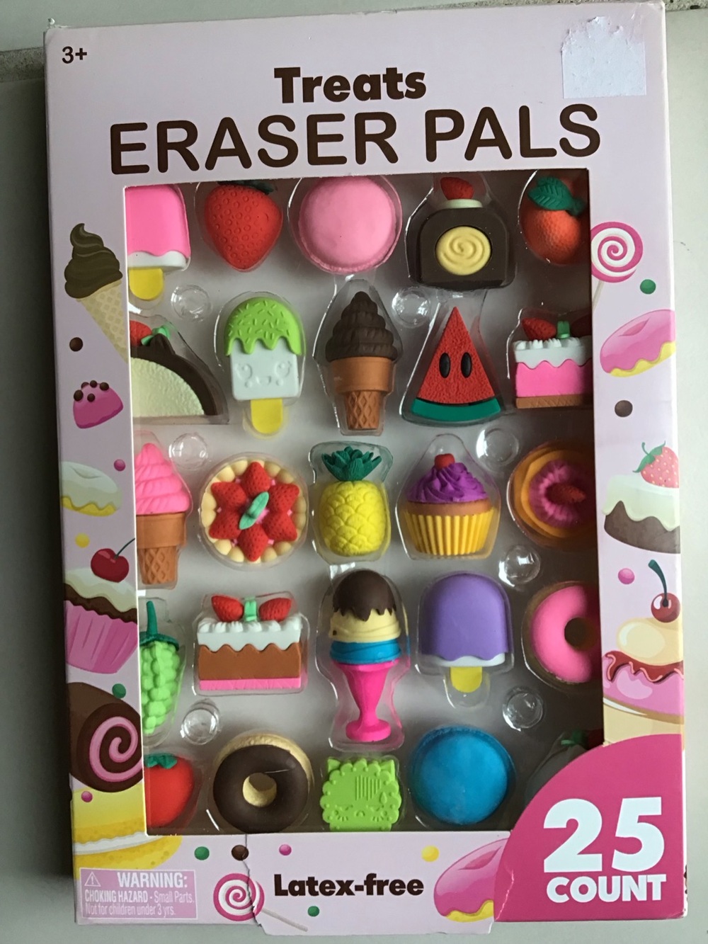 Treats Eraser Pals 25-Count Colorful Dessert Eraser Set